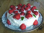 Free Stock Photo: White cake covered in strawberries on table