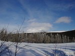 Free Stock Photo: Snow covered field on the bottom of mountains