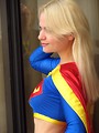 Free Stock Photo: Closeup portrait of woman posing as Supergirl
