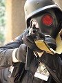 Free Stock Photo: A futuristic soldier with gas mask and pointed gun at Dragoncon 2008