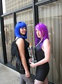 Free Stock Photo: Two girls with colored hair in costumes at Dragoncon 2008