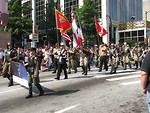 Free Stock Photo: Soldiers marching with flags in the 2008 Dragoncon parade in Atlanta, Georgia.
