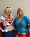 Free Stock Photo: Two beautiful blonde girls in Supergirl costumes at Dragoncon 2008