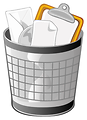 Free Stock Photo: Illustration of a trash bin filled with office supplies