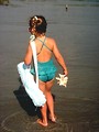 Free Stock Photo: A young girl standing in the ocean