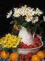 Free Stock Photo: Display of mixed fruit and flowers