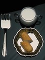 Free Stock Photo: Table setting with a glass of milk and a cookie