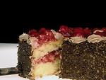 Free Stock Photo: A slice of strawberry topped cake