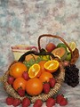 Free Stock Photo: A display of mixed fruit baskets