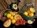 Free Stock Photo: Various fruits in baskets