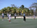 Free Stock Photo: A group of golfers watching a putt