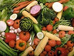 Free Stock Photo: A display of mixed fresh vegetables