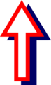 Free Stock Photo: Illustration of a red up arrow with a blue shadow