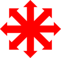 Free Stock Photo: Illustration of a multi-directional red arrow