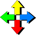 Free Stock Photo: Illustration of a colorful four-way arrow