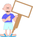 Free Stock Photo: Illustration of a man holding a blank sign