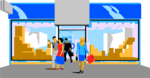 Free Stock Photo: Illustration of people in front of a store