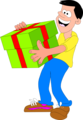 Free Stock Photo: Illustrated man with big green present