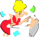 Free Stock Photo: Illustration of a woman yelling at a man at a desk