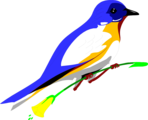Free Stock Photo: Illustration of a blue bird perched on a yellow flower