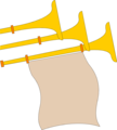Free Stock Photo: Illustration of golden horns with a blank banner