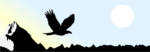 Free Stock Photo: Illustrated silhouette of an eagle flying over mountains