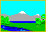 Free Stock Photo: Illustration of a lake and mountain landscape