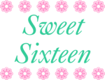 Free Stock Photo: Illustration of a sweet sixteen birthday sign with pink flowers