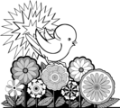 Free Stock Photo: Illustration of a baby bird perched on flowers