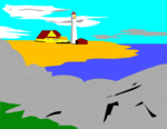 Free Stock Photo: Illustration of a lighthouse by the ocean