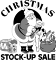 Free Stock Photo: Illustration of Santa Claus with presents and advertising sales text