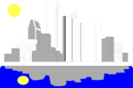 Free Stock Photo: Illustration of a city skyline reflecting on the water