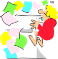 Free Stock Photo: Illustration of a woman having trouble with a copier