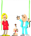 Free Stock Photo: Illustration of a man and woman holding a blank banner