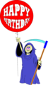 Free Stock Photo: Illustration of the grim reaper with a birthday balloon