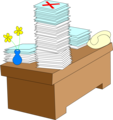 Free Stock Photo: Illustration of a desk with stacks of paper