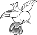 Free Stock Photo: Illustration of a bird flying with a flower in its mouth