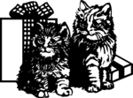 Free Stock Photo: Illustration of two kittens sitting by presents