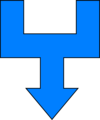 Free Stock Photo: Illustration of a split blue down arrow