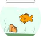 Free Stock Photo: Illustration of a cartoon goldfish in a bowl