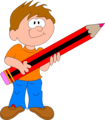 Free Stock Photo: Illustration of a cartoon boy with a giant pencil