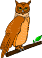 Free Stock Photo: Illustration of an owl perched on a branch