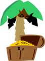 Free Stock Photo: Illustration of a treasure chest and a palm tree
