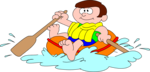 Free Stock Photo: Illustration of a cartoon boy on a raft