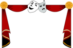 Free Stock Photo: Illustration of a drama masks and curtains frame