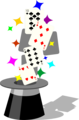 Free Stock Photo: Illustration of playing cards and a magic hat with stars