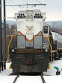 Free Stock Photo: Front view of a train in the snow