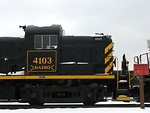 Free Stock Photo: A black train in the snow