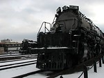Free Stock Photo: Front view of a steam locomotive in the snow