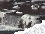 Free Stock Photo: Snow and ice around a small waterfall in a stream